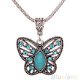 Turquoise Butterfly Hollow Crystal Inlay Pendant Tibetan Silver Necklace BF4U, €0.99 - 1 - Thumbnail