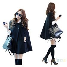 Elegant Women Fashion Korean Style Black Cape Winter Woolen Coat Cloak BF4U, €20.00 - 1