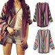 Womens Boho Ethnic Wave Stripe Knit Top Multicolor Cardigan Sweater Blouse BF2U, €11.91 - 1 - Thumbnail