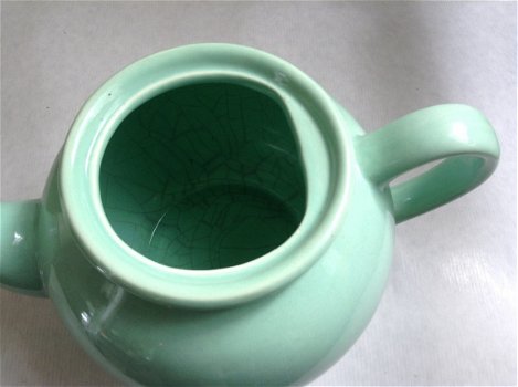 Groene aardewerken theepot - 2