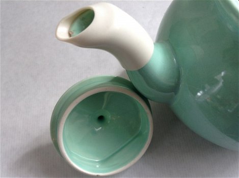 Groene aardewerken theepot - 3