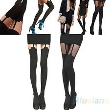 Nw Thigh High Over The Knee Stockings Hold Ups Tattoo Mock Suspender Tights BF4U, €3.03