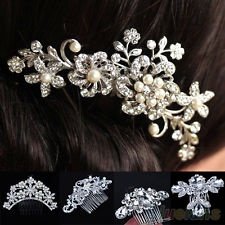 Shiny Flower Crystal Rhinestones Pearls Hair Clip Hair Comb Wedding Jewelry BF2U, €2.75 - 1