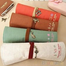 Canvas Roll Up Pouch Stationery Bag Pen Case Makeup Brushes Pencil Holder BF2U, €1.60