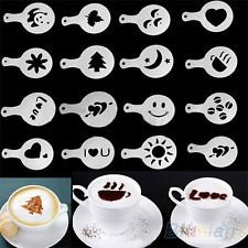 16Pcs NW Cappuccino Coffee Barista Stencils Template Strew Pad Duster Spray BF4U, €1.70