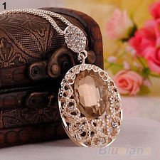 Hot Rose Gold plated crystal Rhinestone Sweater chain pendant Necklace BF7U, €2.21 - 1