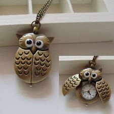 Vintage Bronze Retro Slide Smart Owl Pendant Long Necklace Pocket Watch Hot BF4U, €2.60 - 1