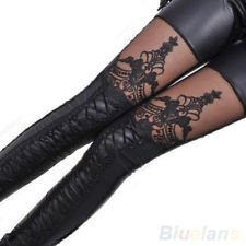 Fashion Women Lace-up Faux PU Leather Lace Leggings Tights Pants BF4U, €7.64 - 1