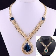 Nobility Gold Pleated Blue Green Sapphire Pendant Necklace Fashion Jewelry BF8U, €2.70 - 1