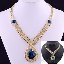 Nobility Gold Pleated Blue Green Sapphire Pendant Necklace Fashion Jewelry BF8U, €2.70