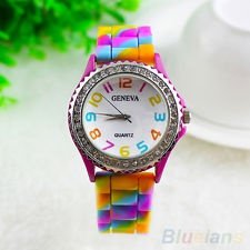 New Arrival Multicolor Silicone Crystal Diamante Wristwatches Vogue Wrist Watch, €2.62