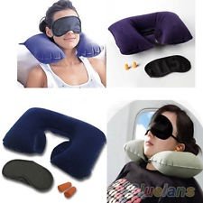 Inflatable Travel Flight Pillow Neck U Rest Air Cushion Eye Mask Earbuds BF4U, €1.62 - 1