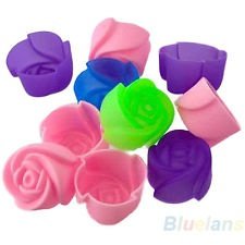 10X Silicone Rose Muffin Cookie Cup Cake Baking Mould Chocolate Jelly Maker BF4U, €1.41