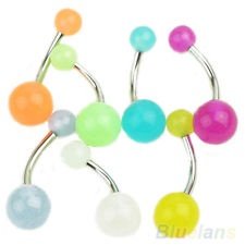 7Pcs Glow In The Dark Fluorescent Belly Button Navel Bar Rings Piercing BF4U, €1.01