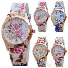 New Arrival Hot Casual Silicon Band Flower Print Jelly Sports Quartz Wrist Watch, €2.38