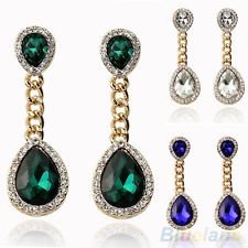 Women's Sparkling Rhinestone Luxury Waterdrop Crystal Chain Drop Studs Earrings, €2.23 - 1