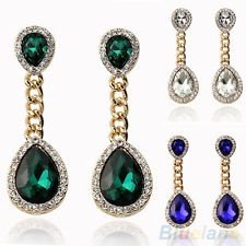 Women's Sparkling Rhinestone Luxury Waterdrop Crystal Chain Drop Studs Earrings, €2.23