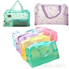 New Chic Floral Print Transparent Waterproof Cosmetic Bag Toiletry Bathing Pouch, €0.99 - 1