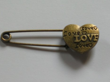 Bronze safety pin love - 1