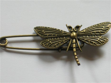 Bronze safety pin dragon fly - 1