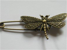 Bronze safety pin dragon fly