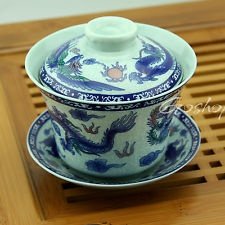 NEW Chinese GongFu Tea Porcelain Dragon and phoenix Gaiwan teacup 130ml, €10.98 - 1