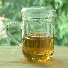 Clear Handmade Glass Tea Mug Cup with lid & Infuser Filter Teapot 270ml #SJB05, €18.98 - 1