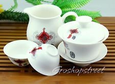 4pcs Chinese Knot Matte Porcelain Gaiwan Pitcher Chahai teacup cup tea set 90ml, €23.98 - 1