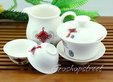 4pcs Chinese Knot Matte Porcelain Gaiwan Pitcher Chahai teacup cup tea set 90ml, €23.98