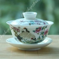 Chinese GongFu Tea JingDe Porcelain Plum Blossom Birds Gaiwan Teacup 100ml NEW, €15.98