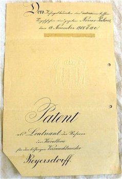 Oorkonde / Urkunde, Besitzzeugnis, Bevordering, Luitenant Cavalerie, Kaiserliches Heer, 1908. - 4