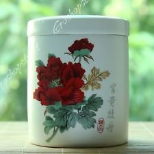 200ml Top Chinese JingDe Cut Porcelain Peony Flower Tea Storage Canisters Caddy, €18.98
