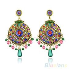 Beautiful Tibetan Boho Handmade Round Colorful Faux Pearls Drop Dangle Earrings, €2.84