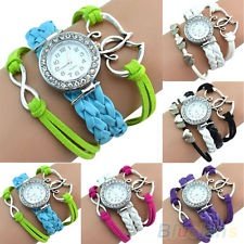 Double Hearts Modish Baroque Bracelet Wristwatch Multi-tier Leather Bangle Watch, €2.56