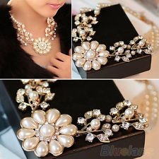 Fashion Charming Pearl Crystal Pearl Flower Bid Choker Necklace BF8U, €2.78 - 1