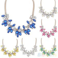 Hot Fashion Bright Crystal Drop Resin Flower Statement Choker Bib Necklace BF4U, €2.84