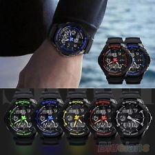 Men Rubber Dial Quartz Analog Digital Led Waterproof Alarm Sport Wristwatch BFCU, €7.41