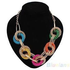 Handmade Braided Gold Chain Hook-ups Pendant Necklace Multicolor Jewelry BF2U, €3.35 - 1