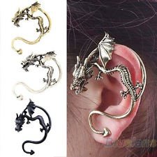 Black/Silver/Bronze Retro Punk Metal Dragon Shaped Bite Ear Cuff Earrings BF5U, €0.99 - 1