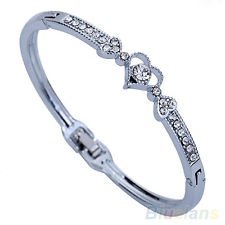 Women's Chic Fashion Gift Crystal Rhinestone Love Heart Wedding Bangle Bracelet, €1.27 - 1