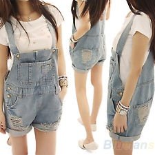 Women Girls Washed Jeans Denim Casual Hole Jumpsuit Romper Overall Short BF3U, €12.76 - 1