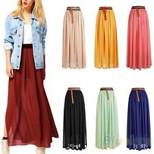 New Womens Vintage Elastic Waist Skirt Fashion Chiffon Pleated Long Dress BF2U, €6.53 - 1