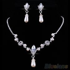 Beautiful Bridal Wedding Faux Pearls Rhinestone Necklace Water Drop Earrings Set, €2.44 - 1