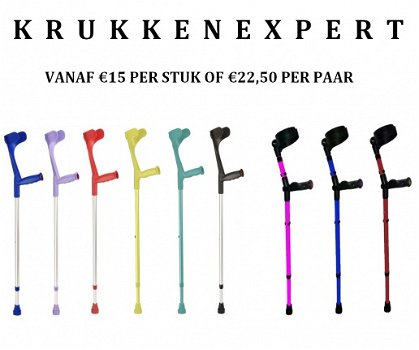 Loopkrukken/elleboogkrukken va €15 per stuk - vele kleuren en modellen - 1