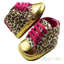 Golden Leopard Baby Girl Boy Infant Toddler Crib Shoes Prewalker Sneaker BF2U, €3.47