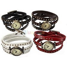 Hot Selling! Girl Women Bronze Rivet Strap Bracelet Quartz Dial Wrist Watch BF1U, €2.60