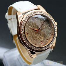 Luxury Womens Round Dial Crystal Leather Band Quartz Analog Hot Wrist Watch BFCU, €2.66 - 1