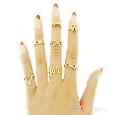 7Pcs New Charm Mix Top Fashion Cute Knuckle Gold Cut Above Ring Band Midi Rings, €1.09 - 1