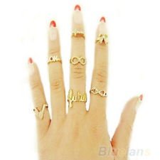 7Pcs New Charm Mix Top Fashion Cute Knuckle Gold Cut Above Ring Band Midi Rings, €1.09