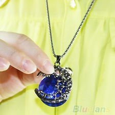 Stylish Rhinestone Lucky Moon Chain Necklace Crystal Long Pendant Necklace BF2U, €1.14 - 1